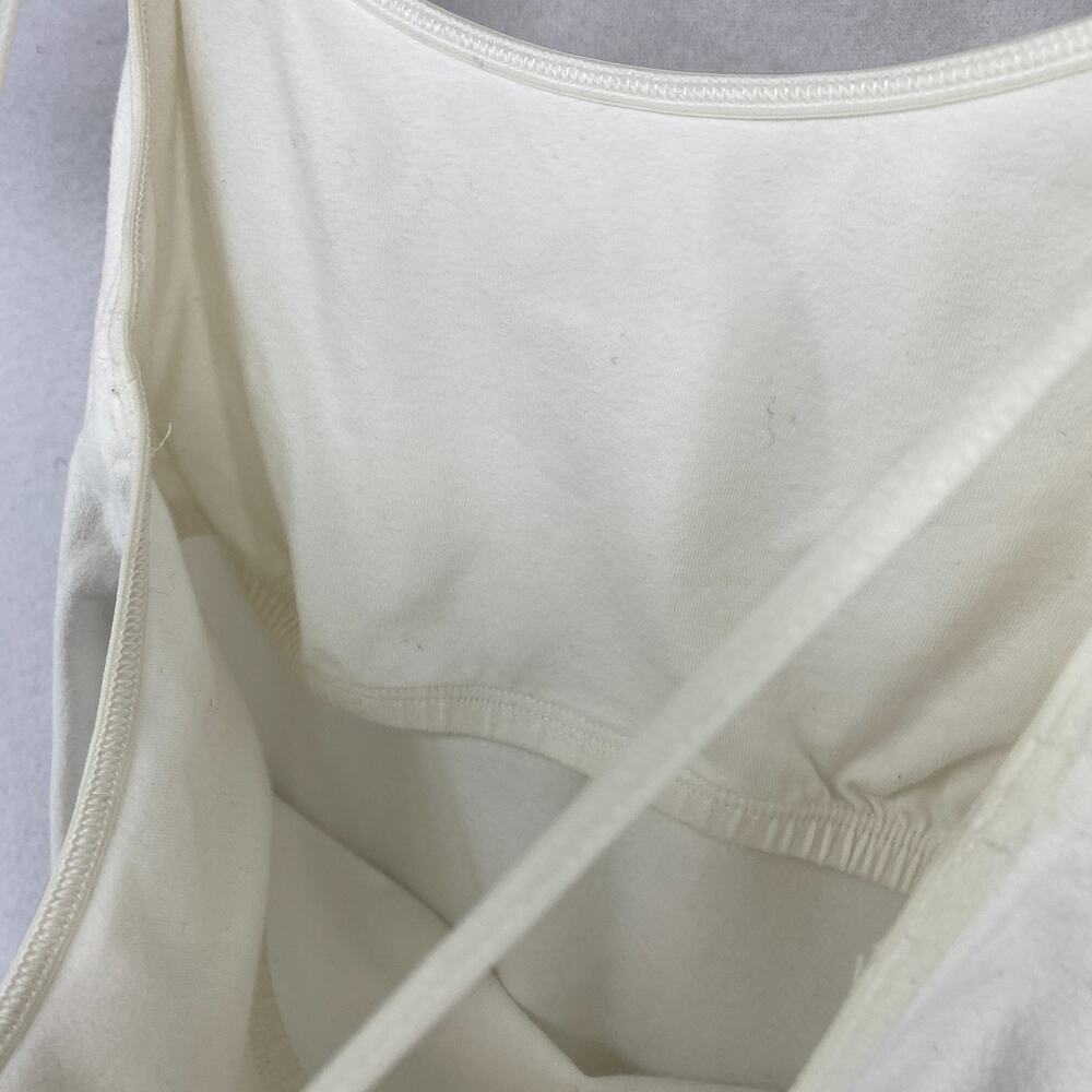 EILEEN FISHER Tank Top XS Organic Cotton Jersey Racerback Halter Shelf Bra Ivory - Picture 7 of 11